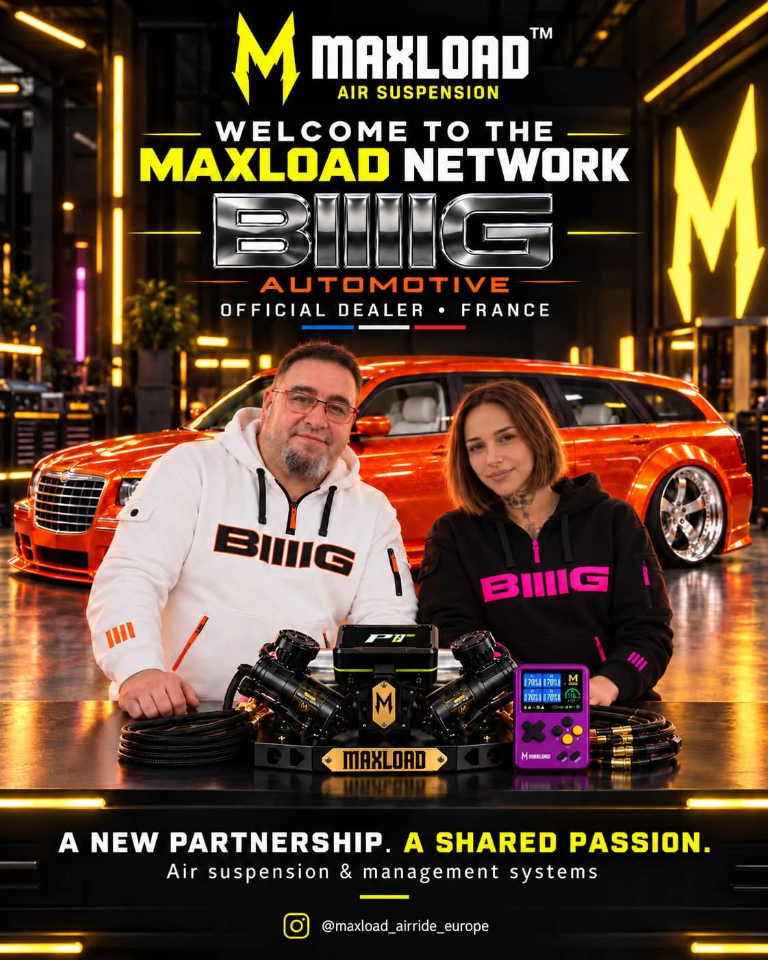 Laurent Scrementi et Kelly présentent la collaboration BIIIIG Automotive × Maxload